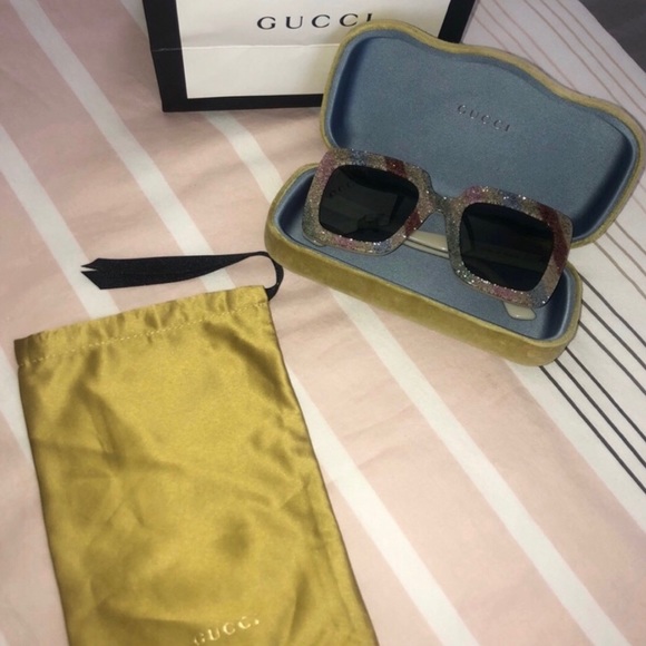 Gucci Square-Frame Glitter Acetate Sunglasses main image 4